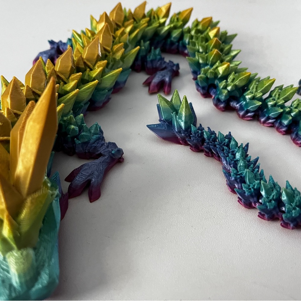Multicolor Dragon & Frog Articulated Figure Set Vibrant Green, Gold, Blue - Picture 2 of 5